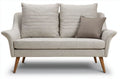 Sofa dwuosobowa z jasnoszarej tkaniny 180 x 80 x 90cm z poduszkami